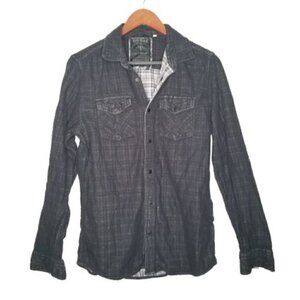 GUESS Black Double Gauzy Button Up Long Sleeve